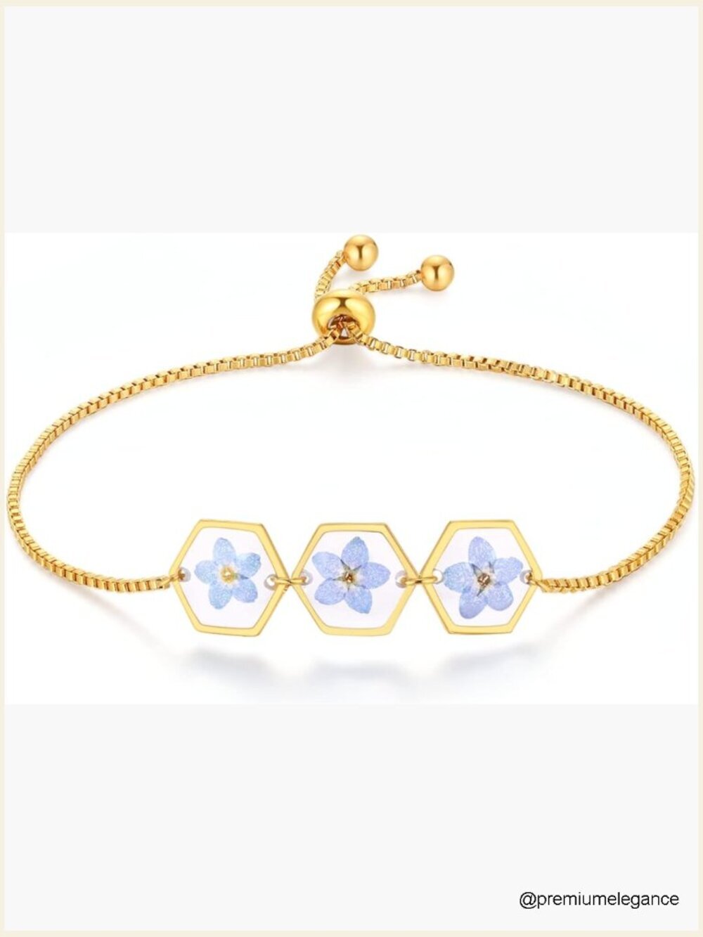 Pressed Wildflower Charm Bracelet, Adjustable 7-9 inch, Handmade Gift